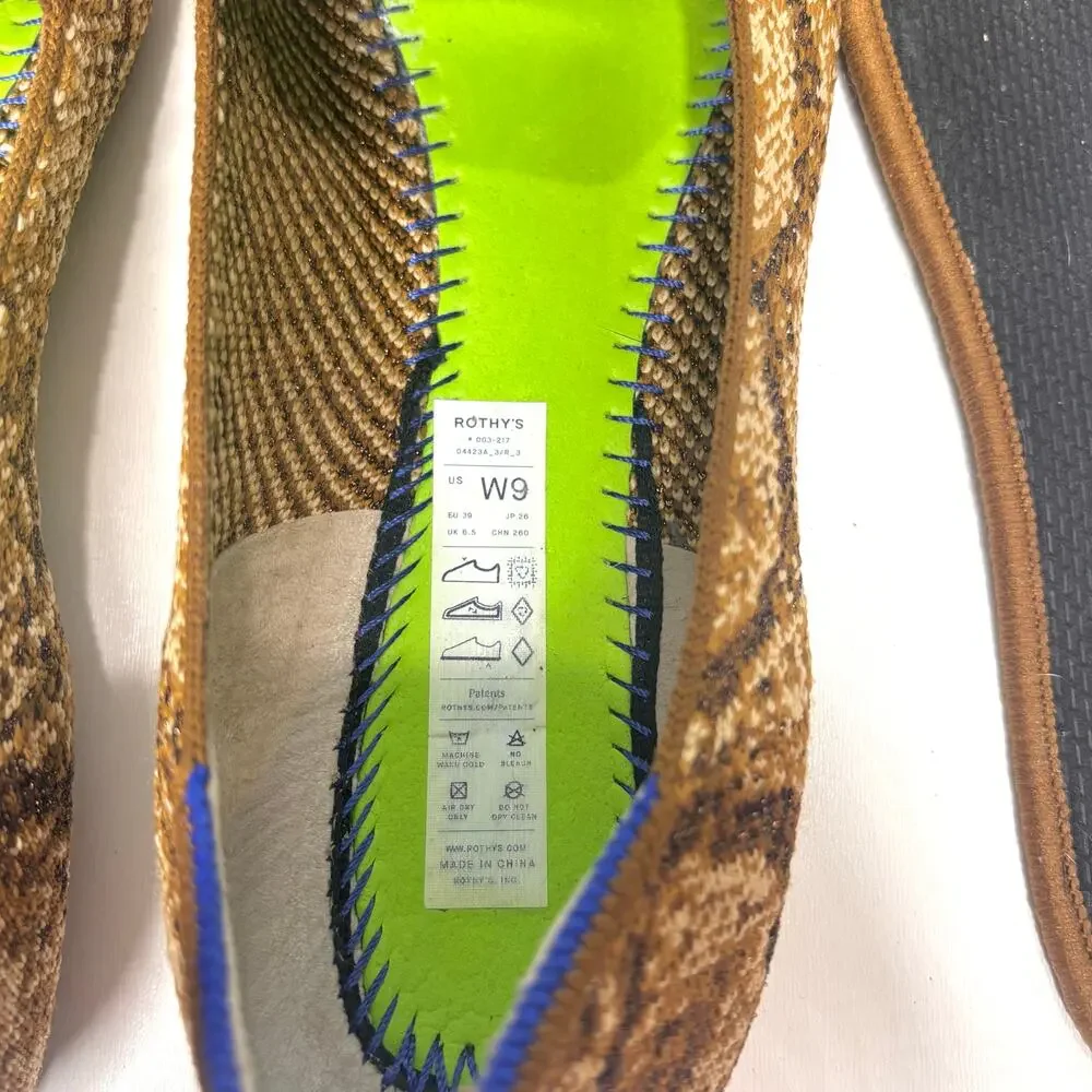 Rothy’s The Loafer Bronze Python Slip On 9